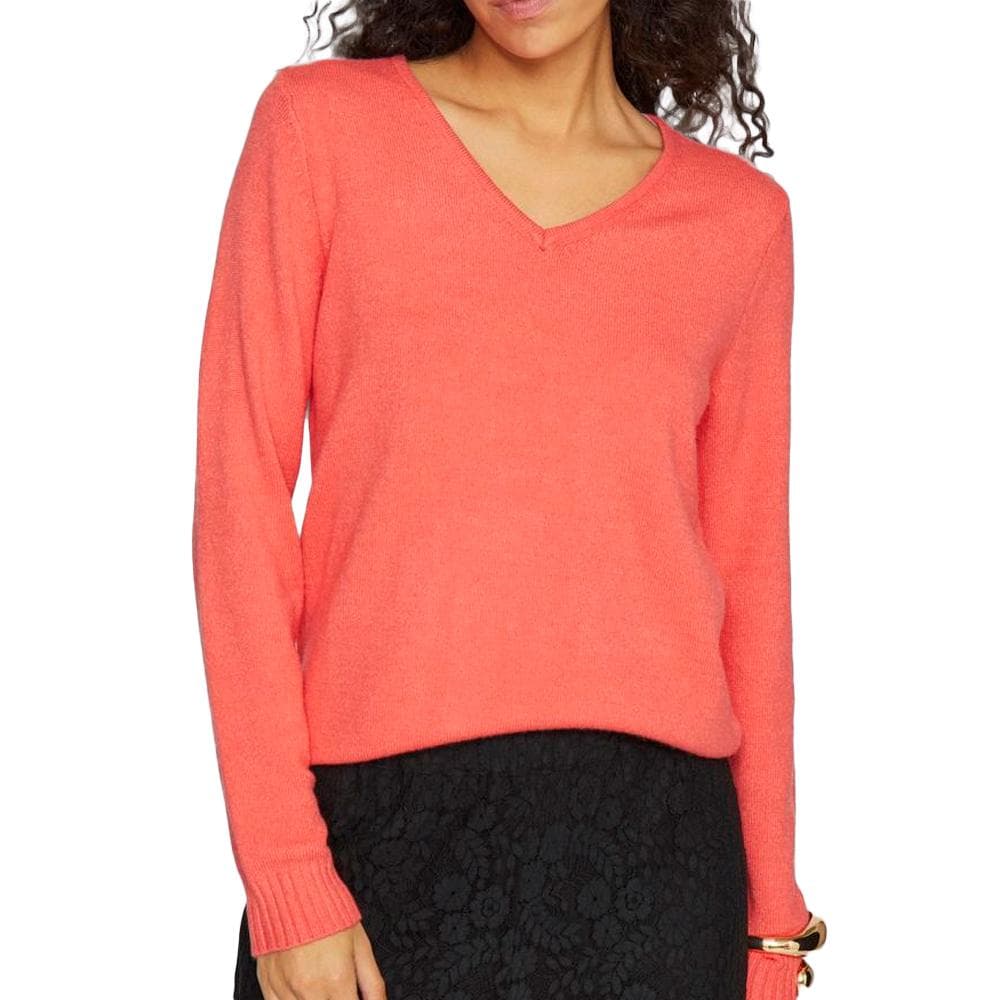 Pull Col V Rose Fluo Femme Vila 69 1