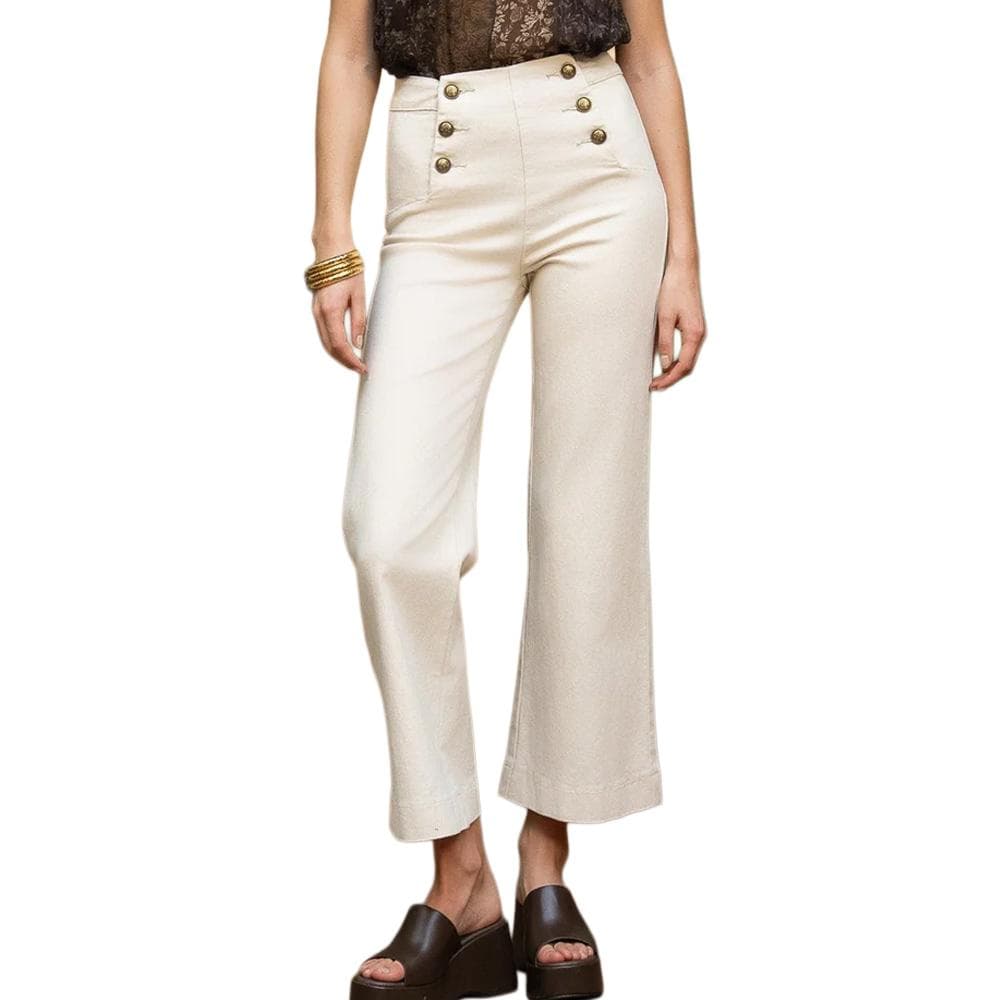 Jean Wide Blanc Créme Femme Vert Oraije Victorine 1