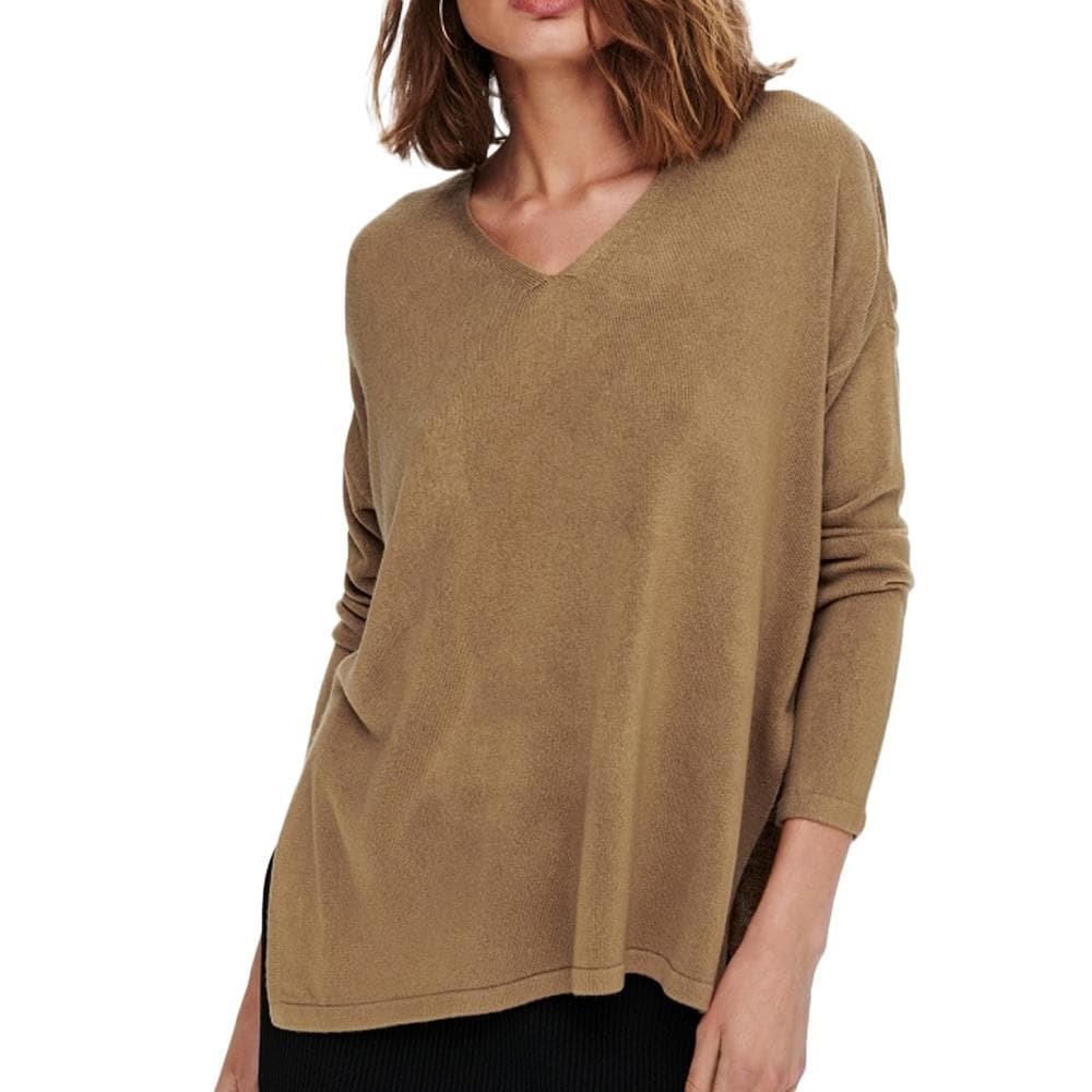 Pull en Maille Marron Clair Femme Only Lamalia 1