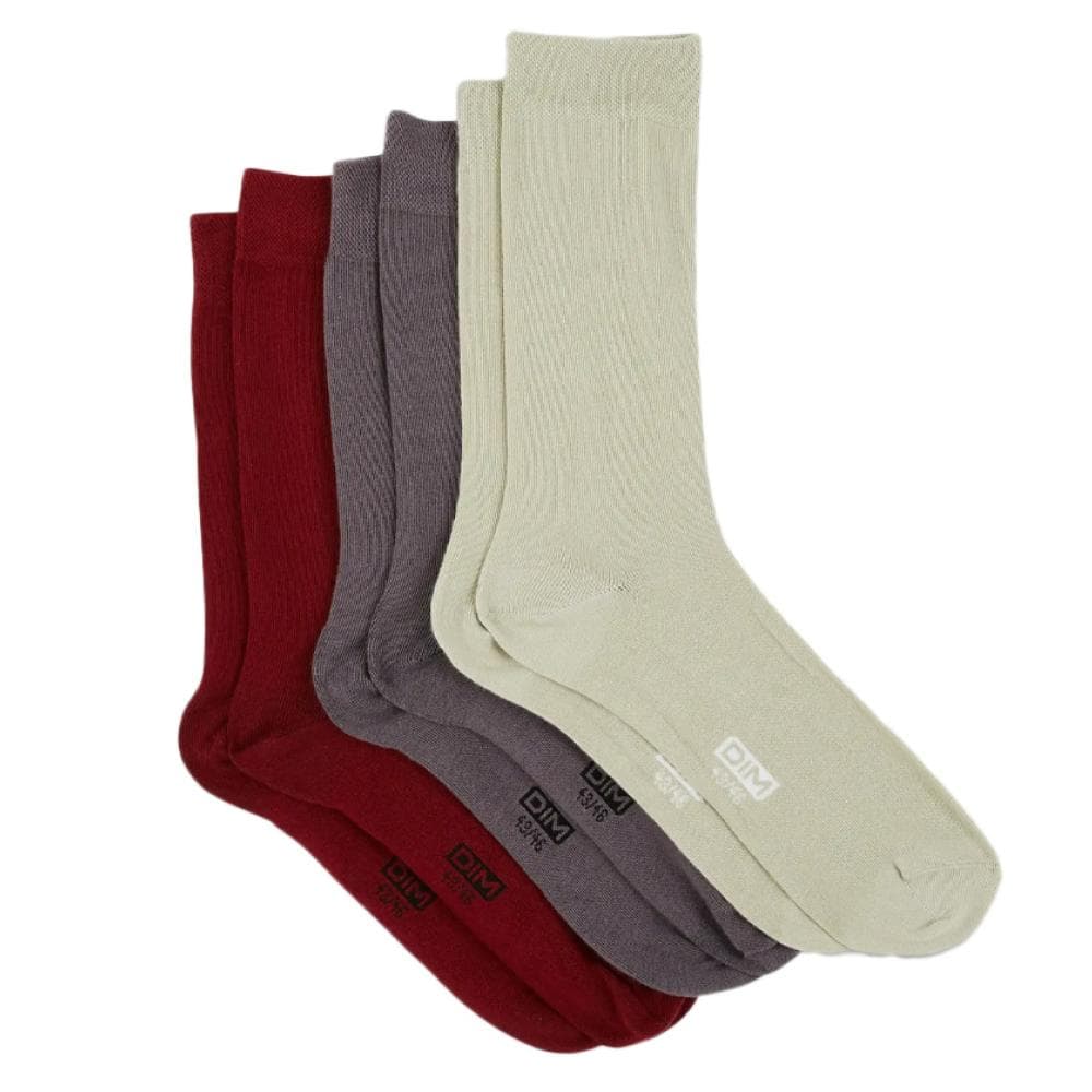 X4 Paires de Chaussettes Vert/Rouge/Gris Homme Dim D06ZA 1