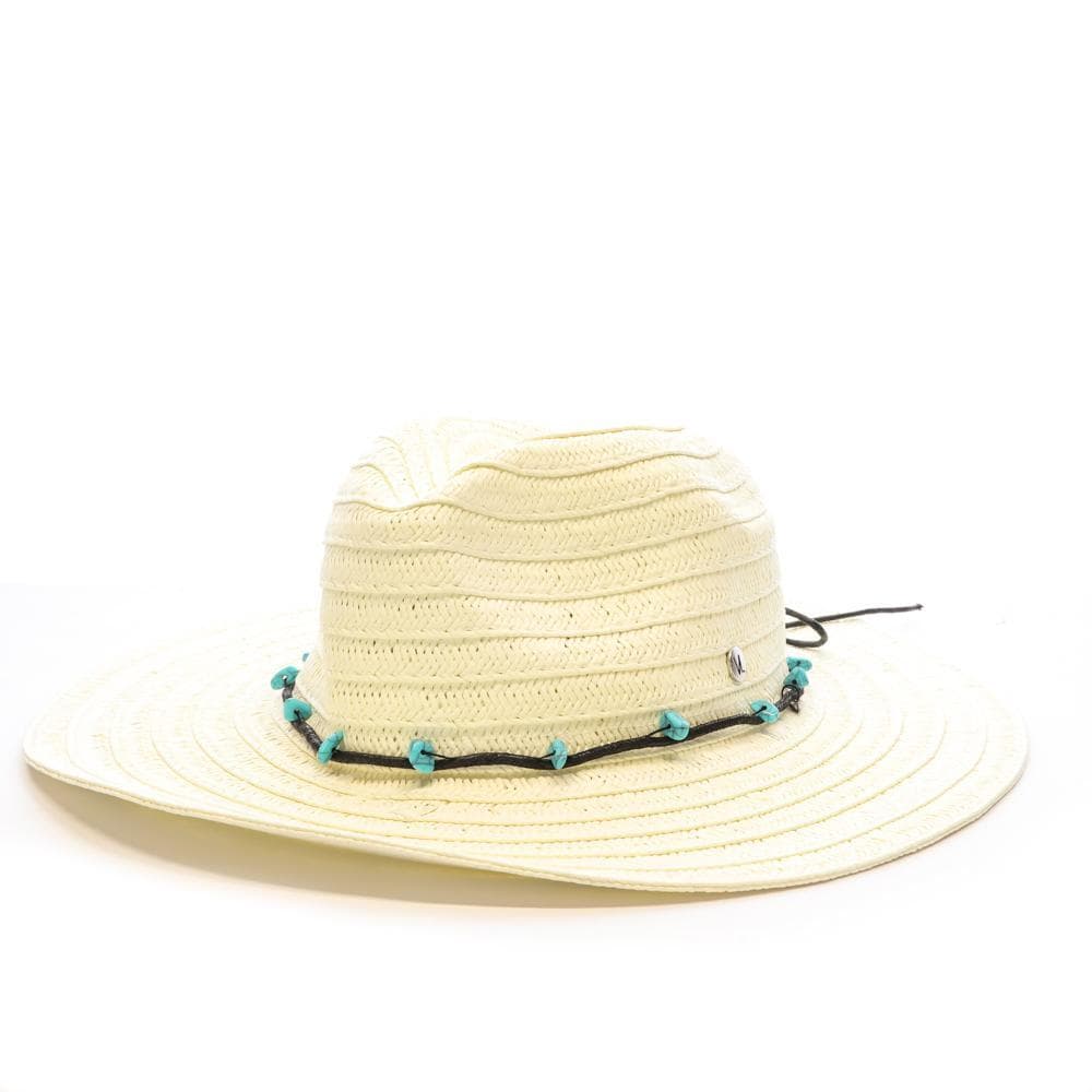 Chapeau de soleil en paille Blanc à large bord Via Lorenzo Fedora 1