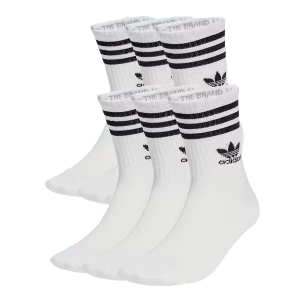 X6 Paires de Chaussettes Blanches Adidas Solid Crew Sock 1
