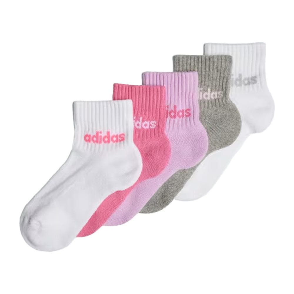 Lot de 5 Paires de chaussettes Blanc/Gris/Rose Fille Adidas IR8 1