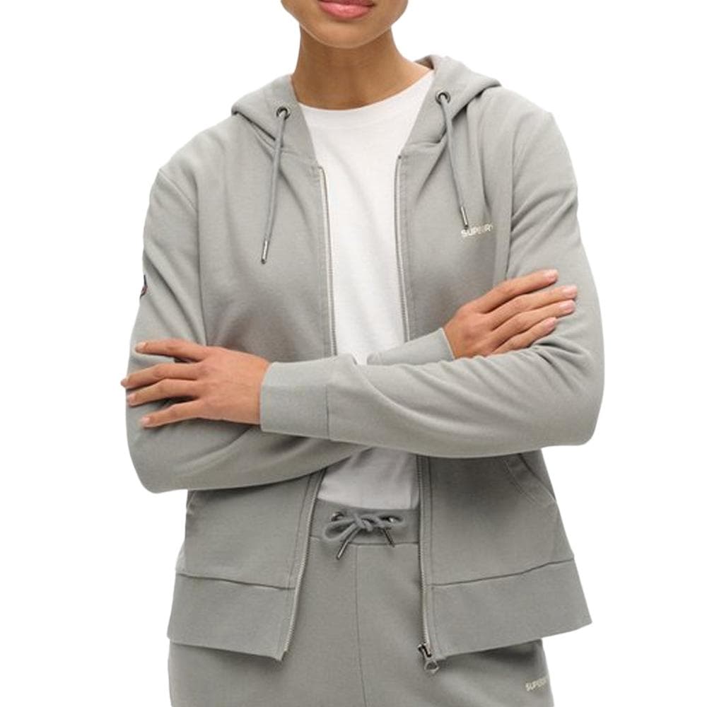 Sweat Gris Femme Superdry Plain Zip Hood 1