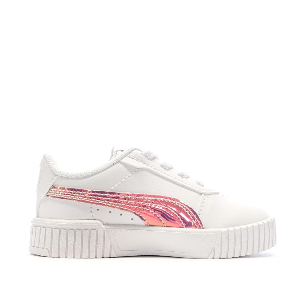 Baskets Blanches/Roses Fille Puma Carina 2.0 2