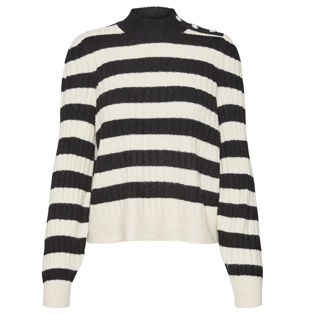 Pull Rayures Beige/Noir Femme Vero Moda Melya 1