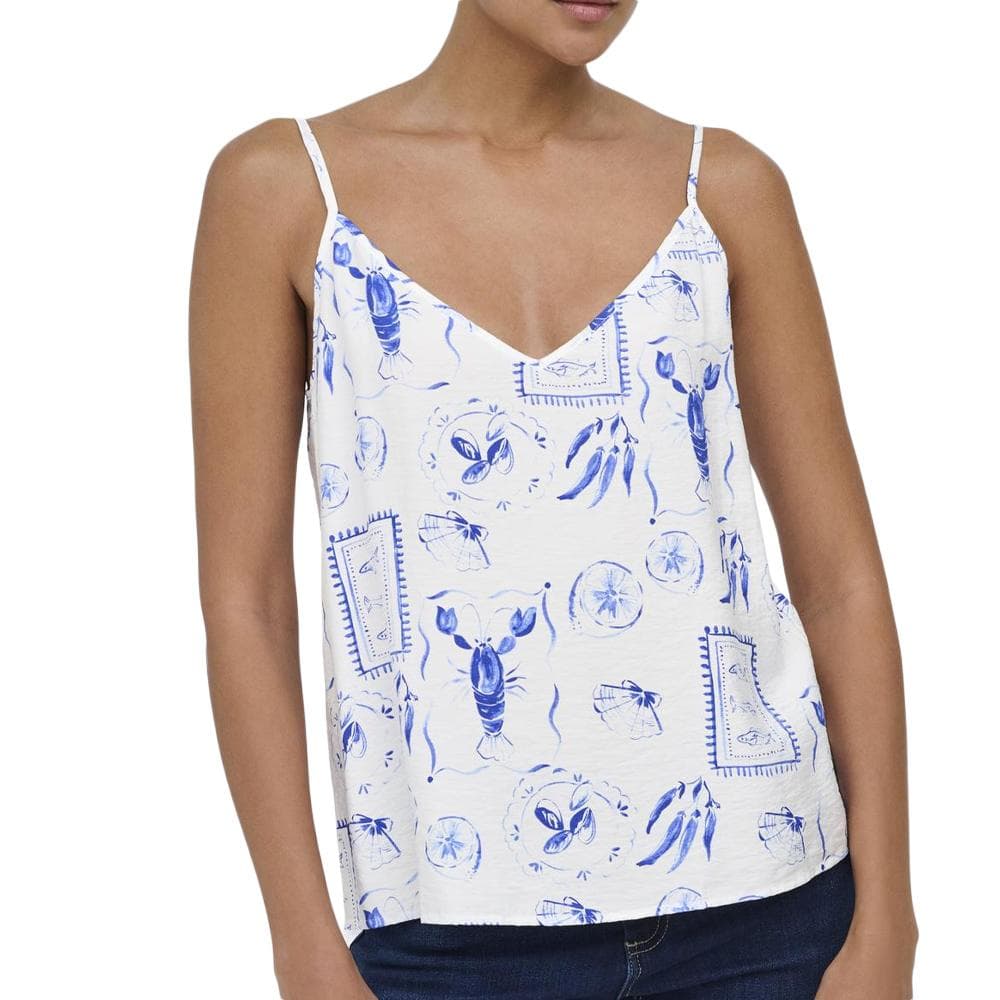 Débardeur Blanc/Bleu Femme JDY Ada 1