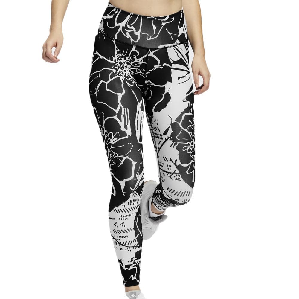 Legging Noir/Blanc Femme Adidas Flower 1