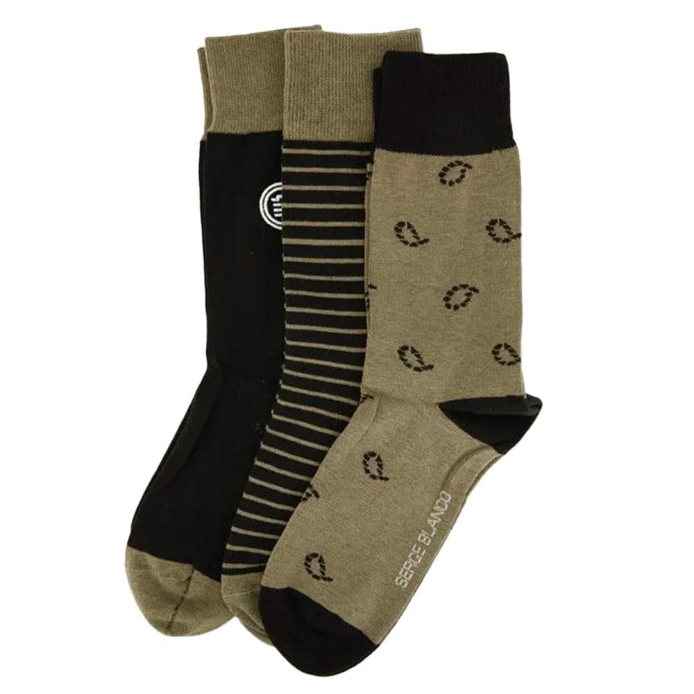 X3 Paires de Chaussettes Kaki/Noir Homme Serge Blanco CHVX3 1