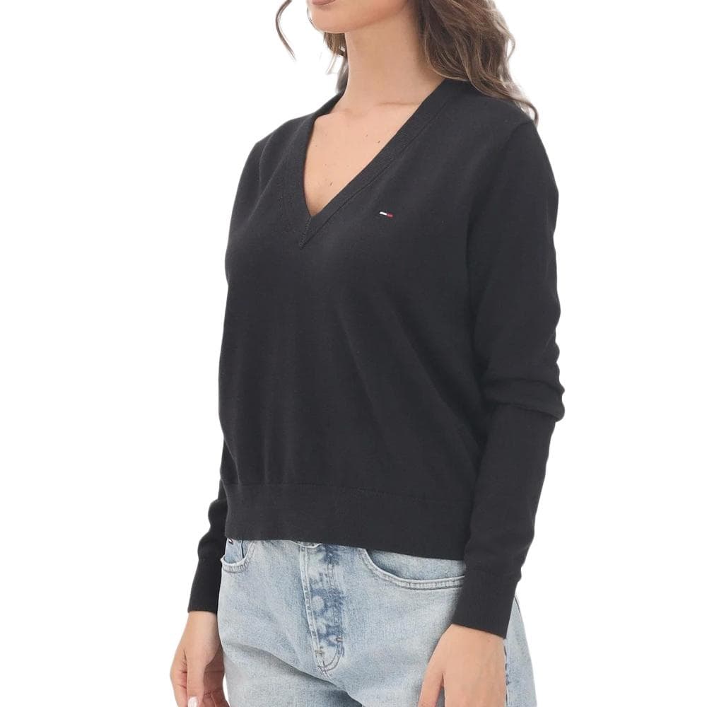 Pull Noir Femme Tommy Hilfiger Vneck 1