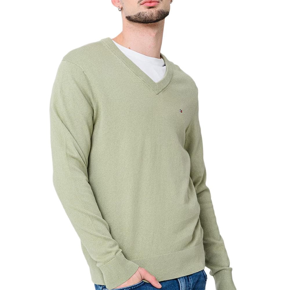 Pull Kaki Homme Tommy Hilfiger Pima MW0MW28047 1