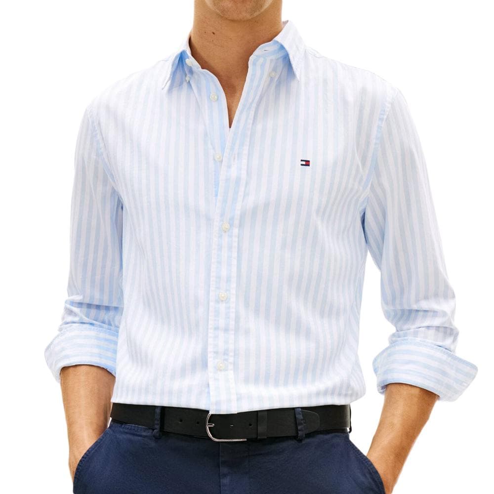 Chemise Bleu/Blanche Homme Tommy Hilfiger Poplin 1