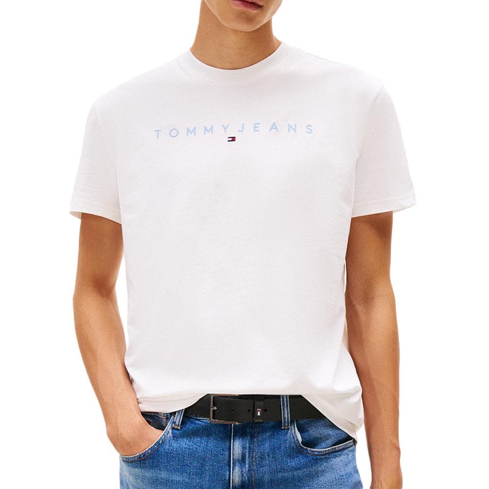 T-Shirt Blanc Homme Tommy Hilfiger Reg Linear 1