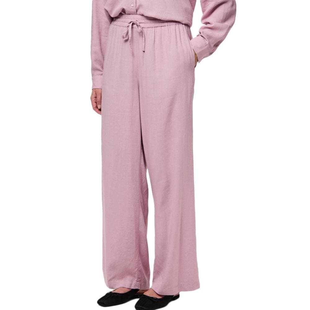 Pantalon fluide Rose Femme Pieces Wide 1