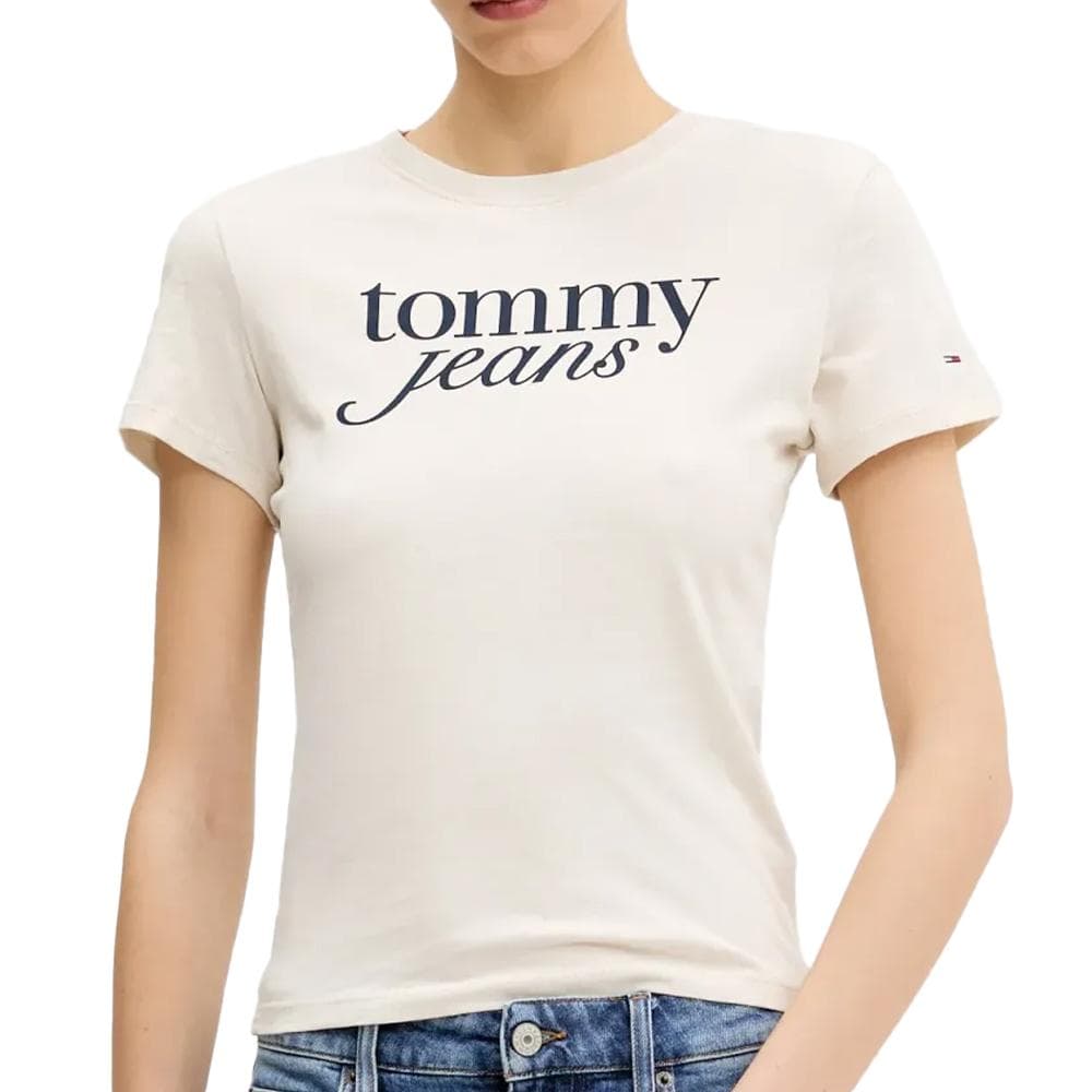 T-shirt Beige/Noir Femme Tommy Hilfiger Essential 1