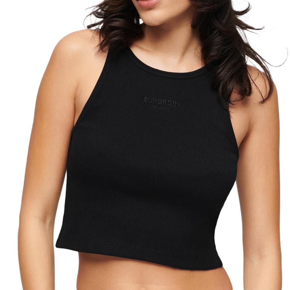 Top Noir Femme Superdry Embroidered Racer 1