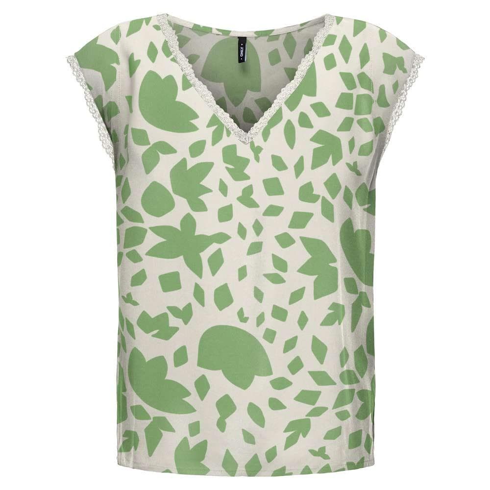 T-Shirt Beige/Vert Femme Only Selina 1