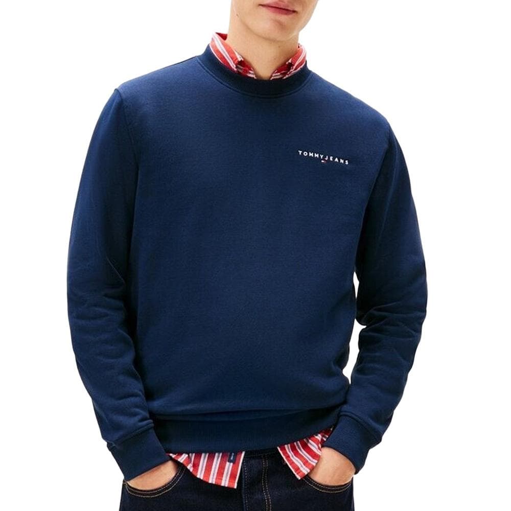 Sweat Marine Foncé Homme Tommy Hilfiger Linear Crew 1