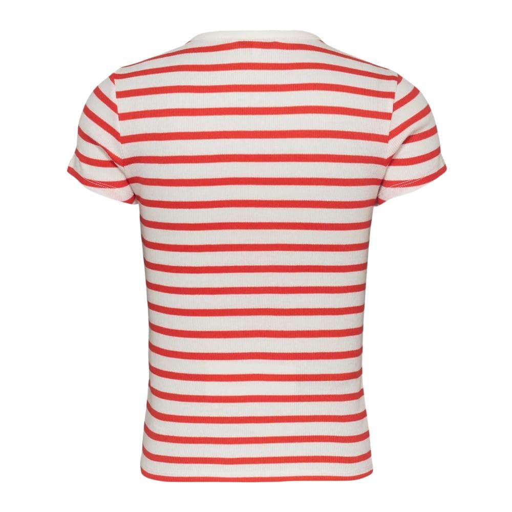 T-Shirt Rouge/Blanc Femme Tommy Hilfiger Slim Button 2