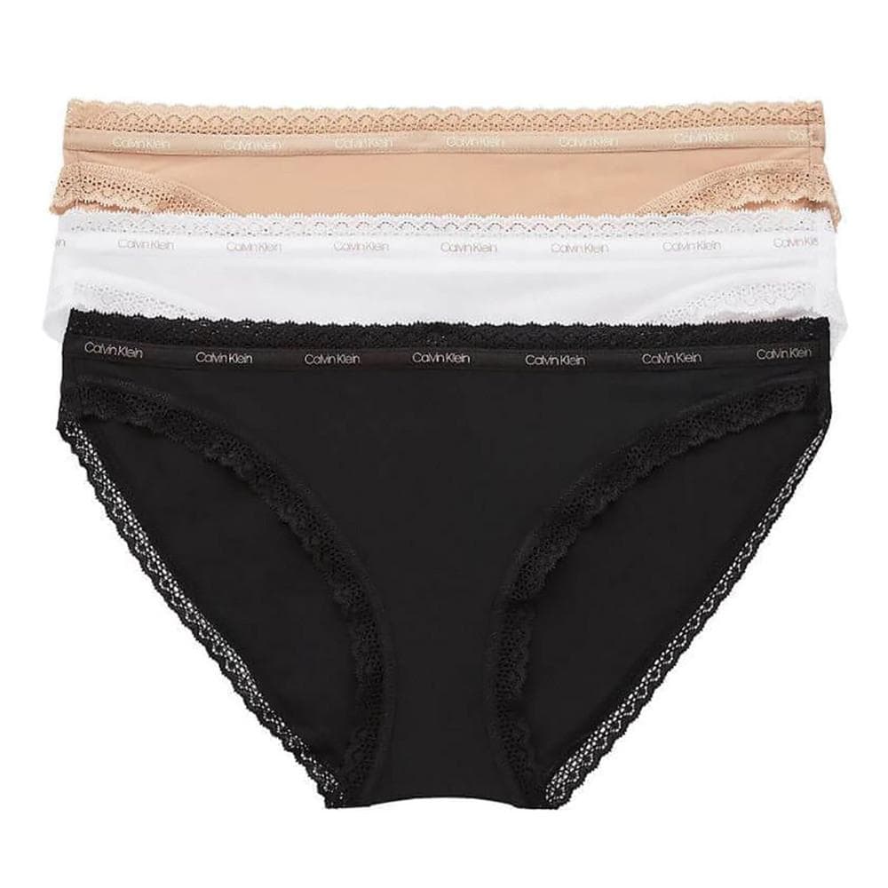 X3 Culottes Blanc/Beige/Noir Femme Calvin Klein Jeans Thong 1