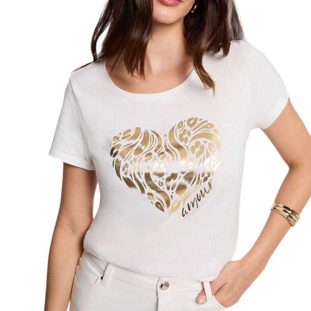 T-Shirt Blanc/Doré Femme Morgan Serigraphie1 1