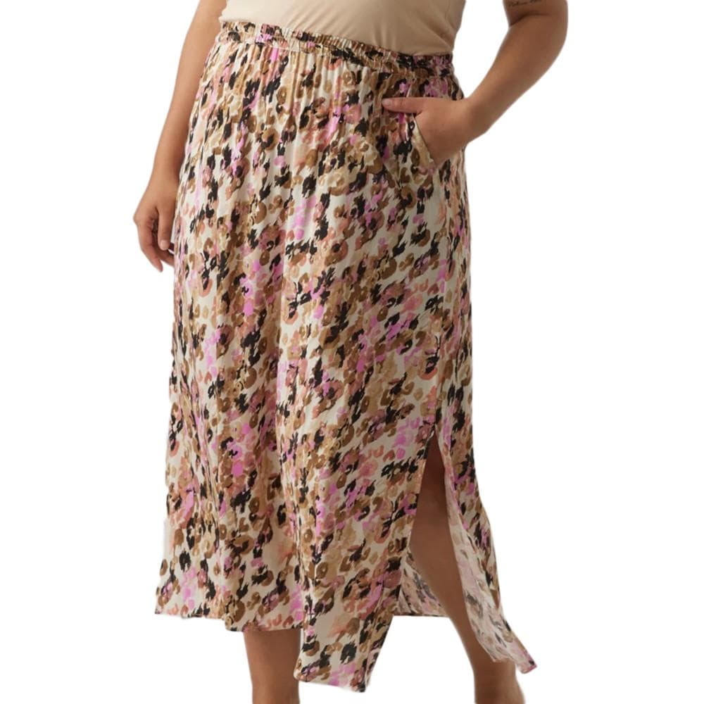 Jupe Longues Imprimé Beige/Rose Femme Vero CURVE Moda Measy 1