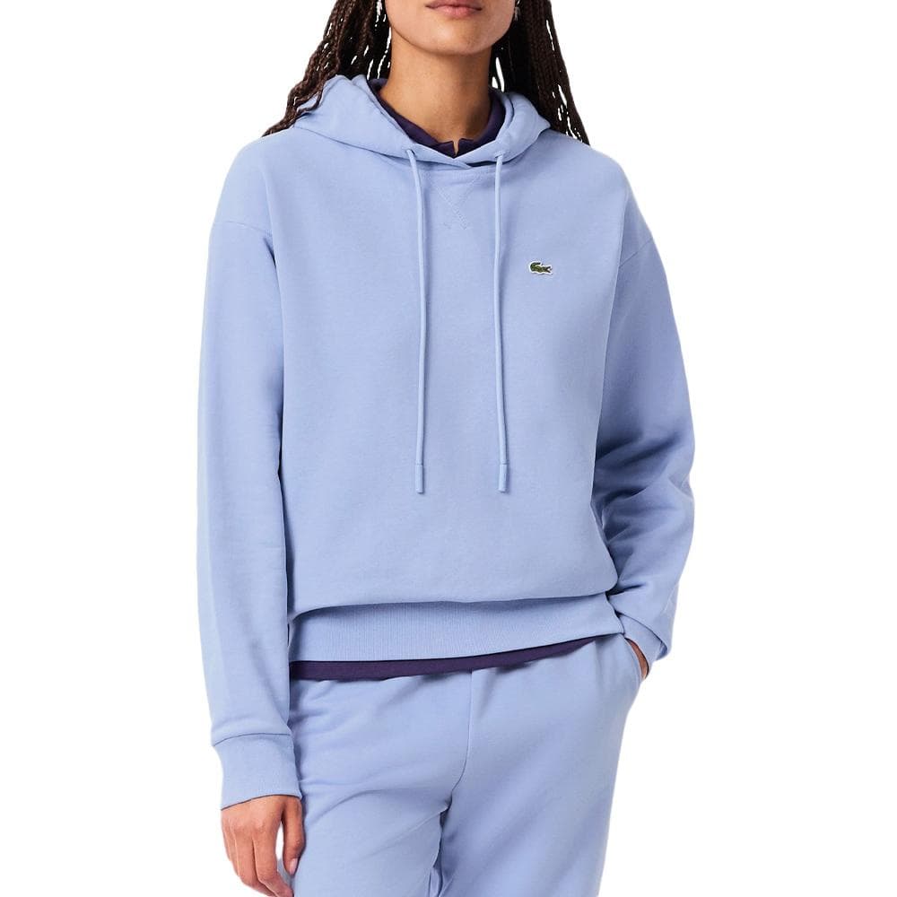 Sweat à Capuche Bleu Femme Lacoste polaire surdimensionné 1