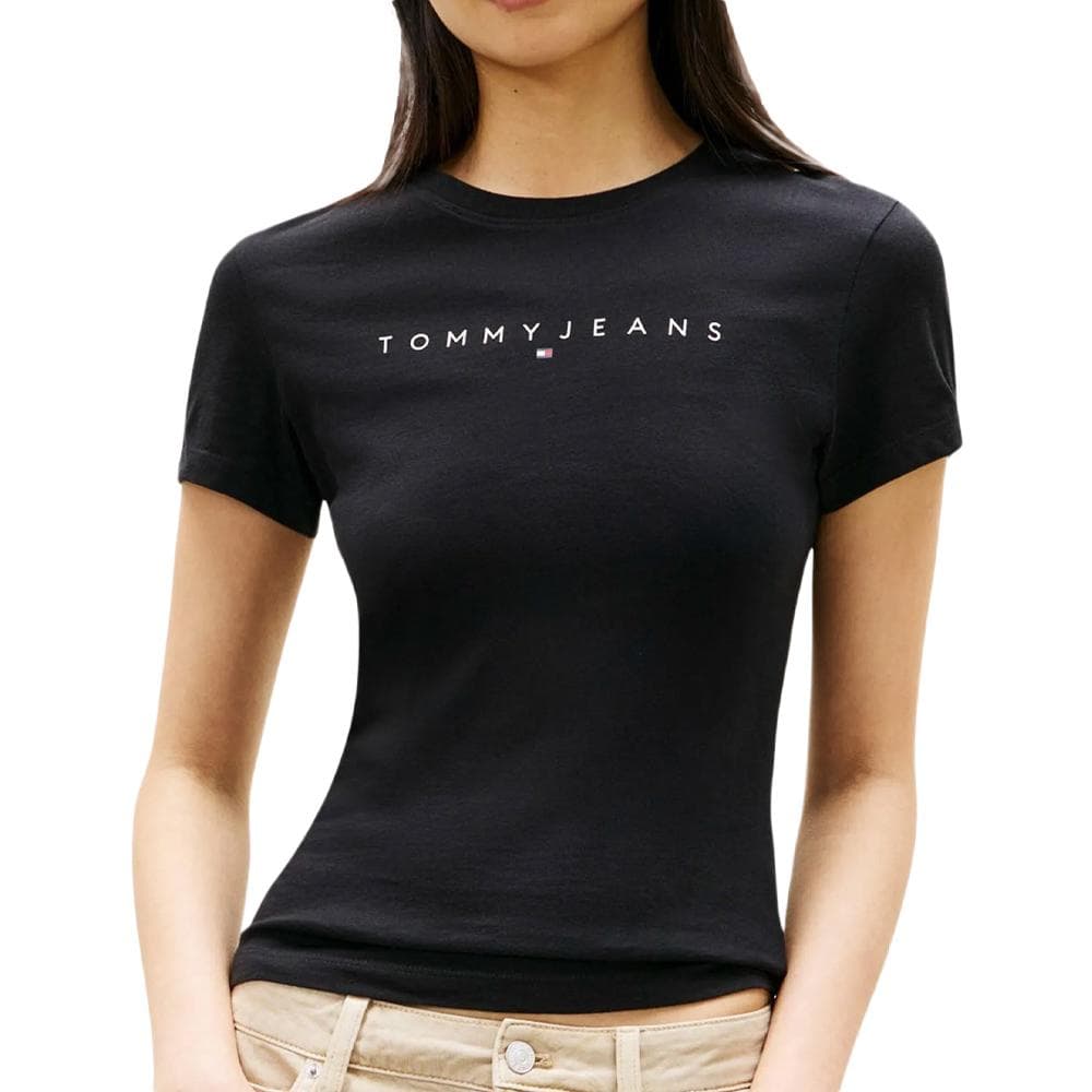 T-shirt Slim Noir Femme Tommy Hilfiger Linear 1