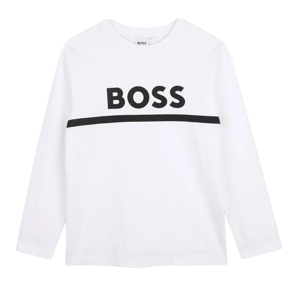 T-Shirt Manches Longues Blanc Garçon Hugo Boss J52702 1