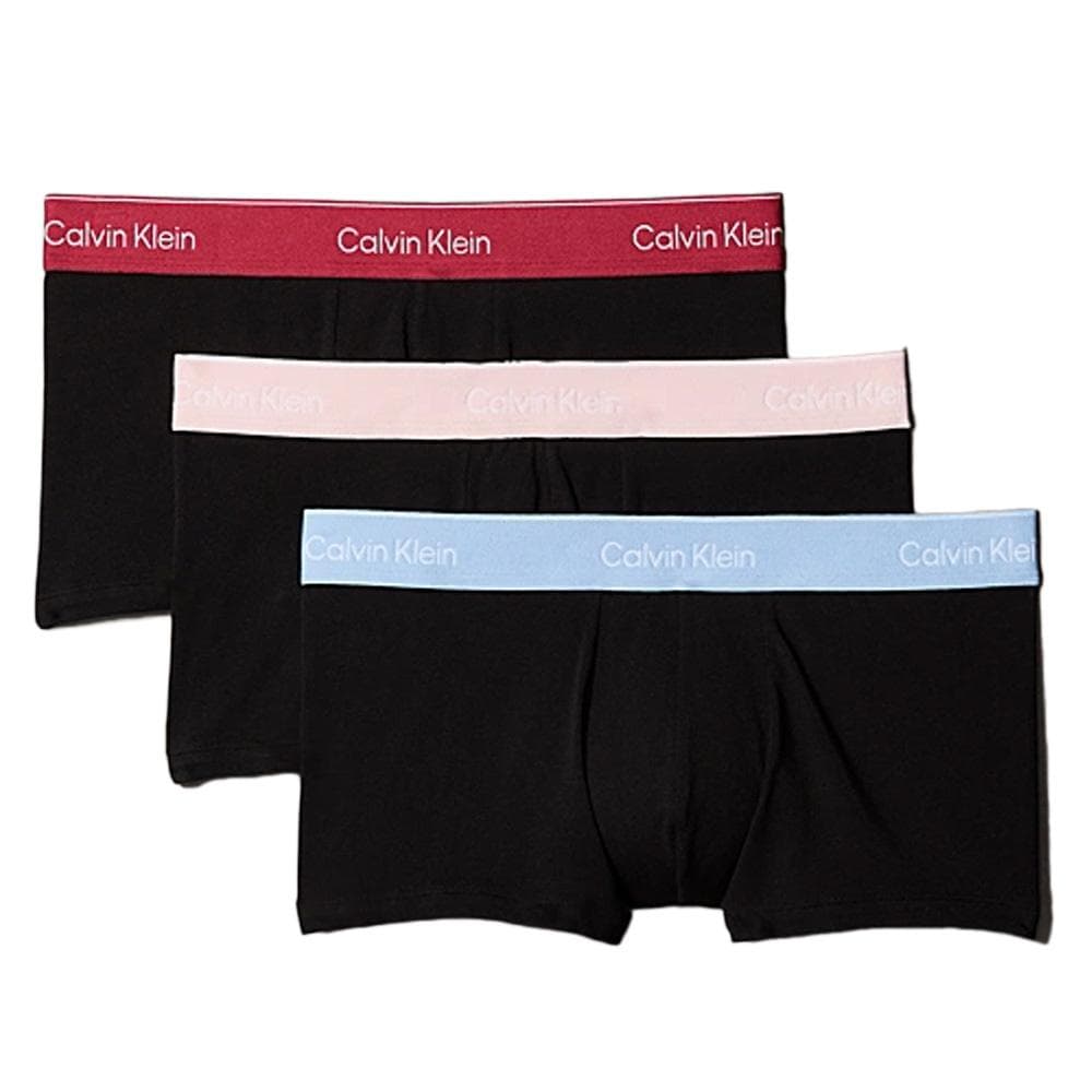x3 Boxers Noir/Rose/Bleu Homme Calvin Klein Rise Trunk 1