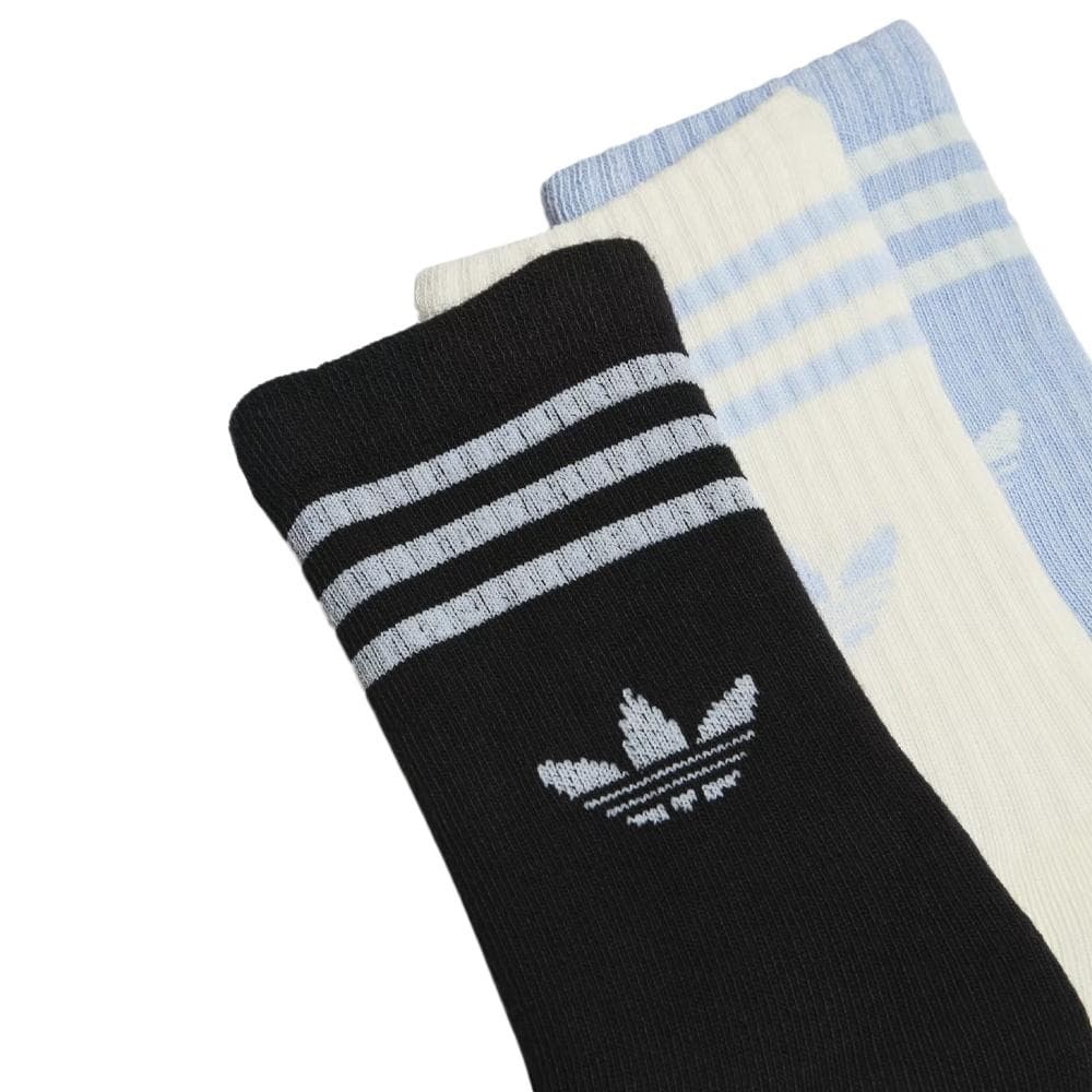 3x Paires de Chaussettes Noires/Bleu/Blanches Fille Adidas Crew Sock 2