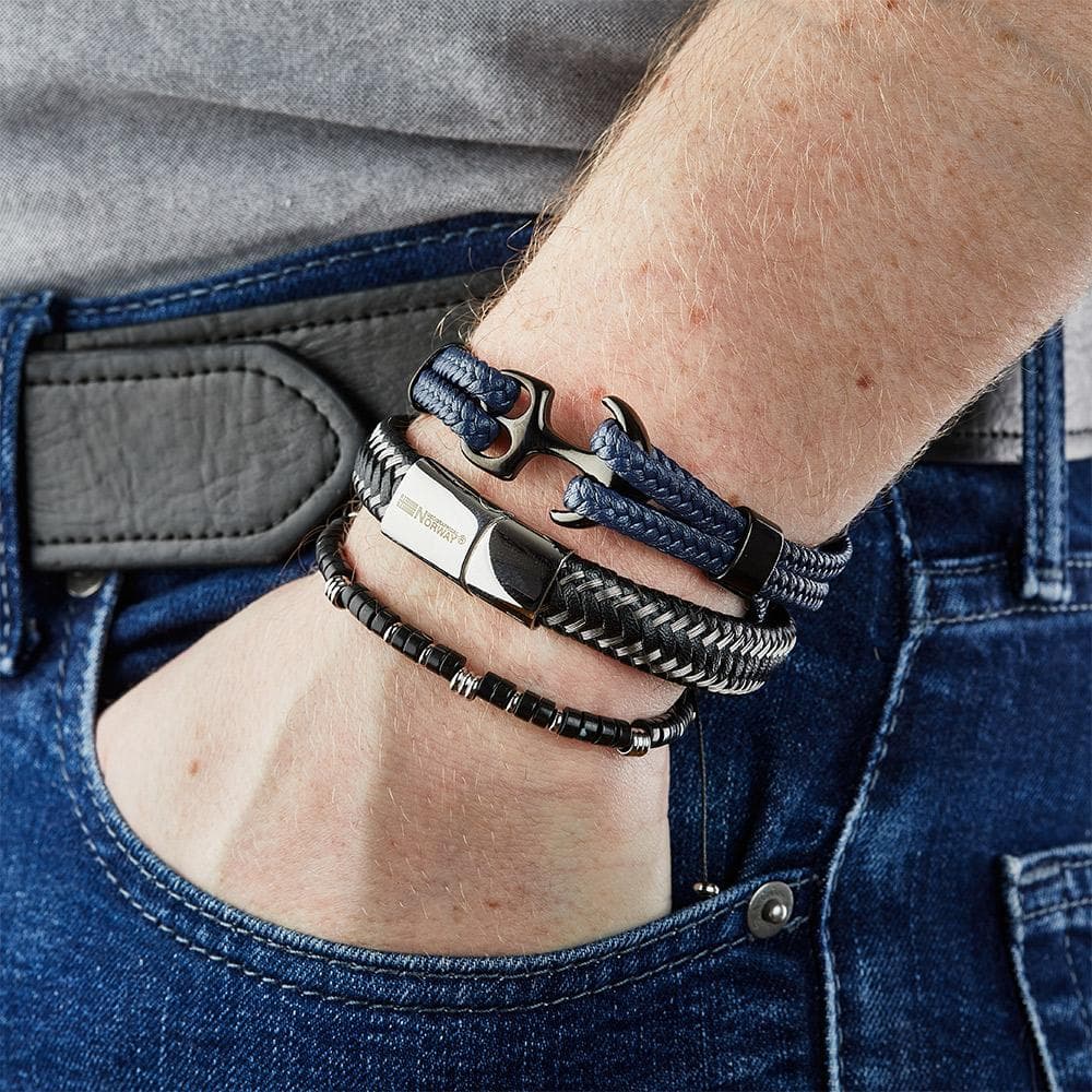 Bracelet Noir/Acier Homme Geographical Norway 315020 2