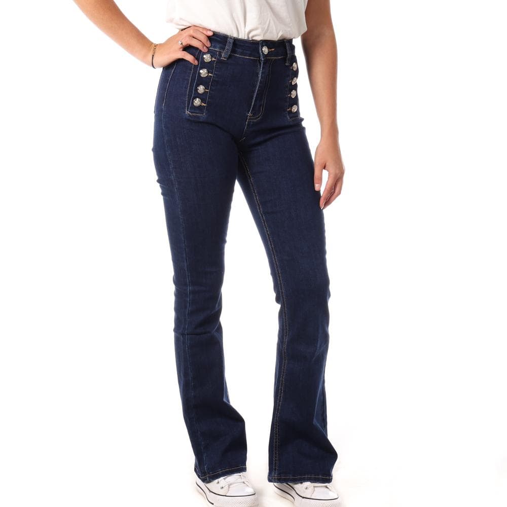 Jean Bleu Femme Monday Premium Jean Bouton 1