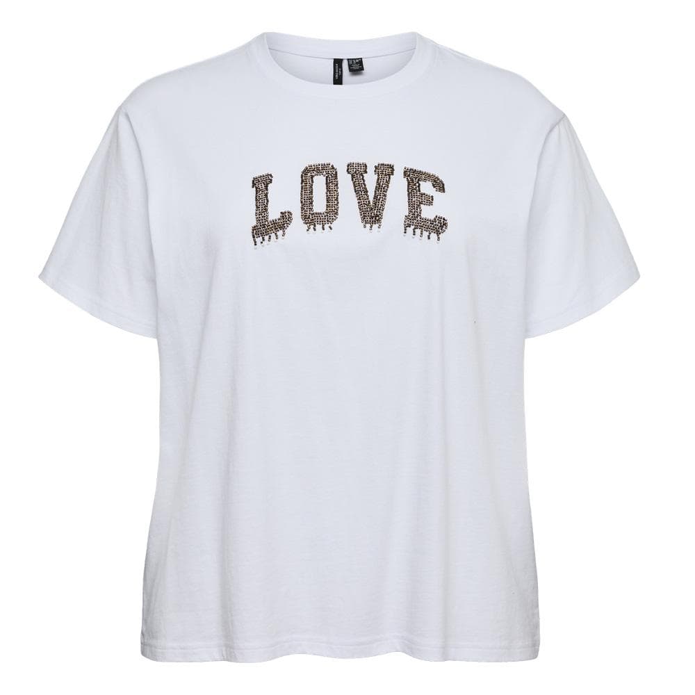 T-Shirt Blanc/Doré Femme Vero Moda Vmloretta 2
