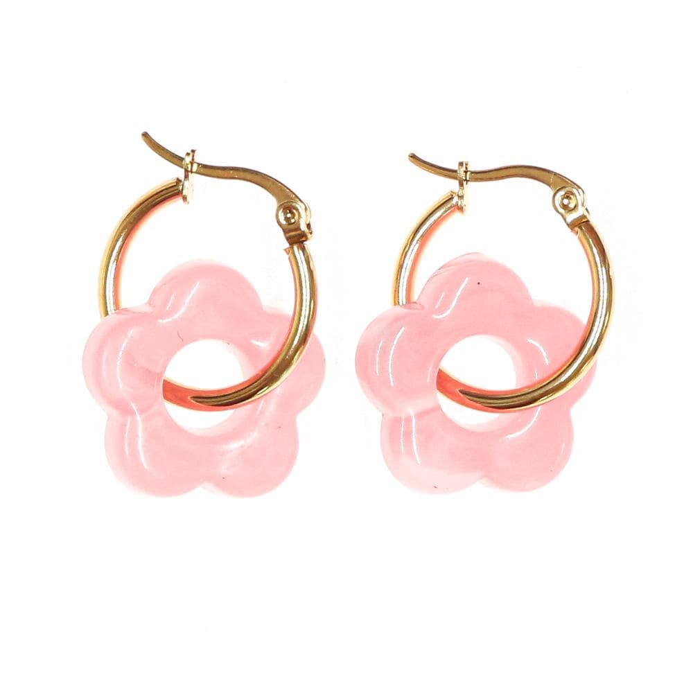 Boucles Oreilles Rose Vif Femme Clio Blue Fleurs 20mm 1