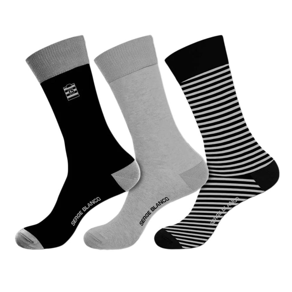X3 Paires de Chaussettes Gris/Noir Homme Serge Blanco CHVX3 1