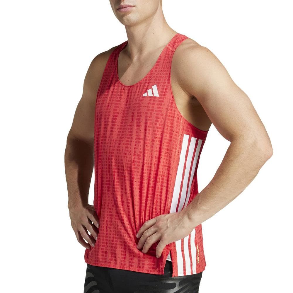 Débardeur Rouge Homme Adidas Adizero Snglt 1