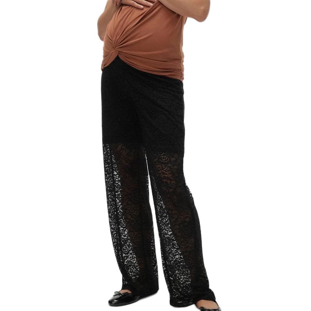 Pantalon en Dentelle Noir Femme Mamalicious Barbara 1