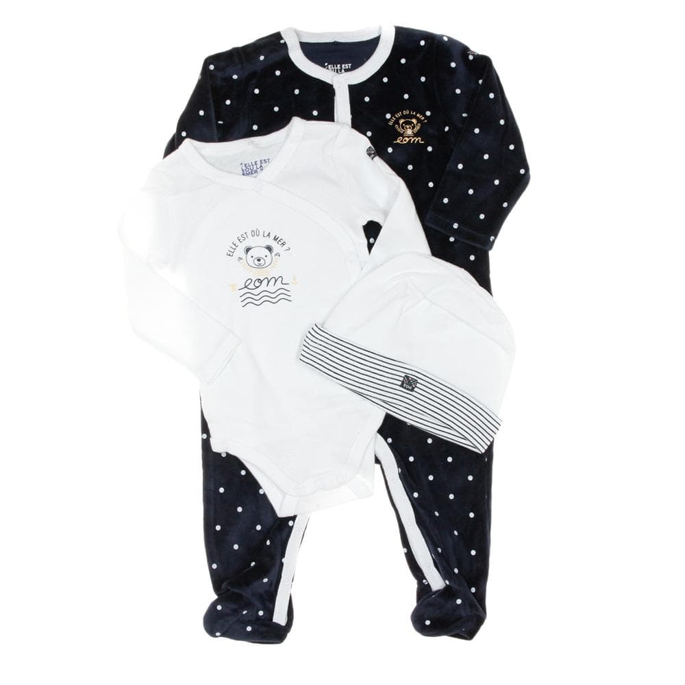 Ensemble de Naissance Marine/Blanc Bébé EOM Pazoly 1