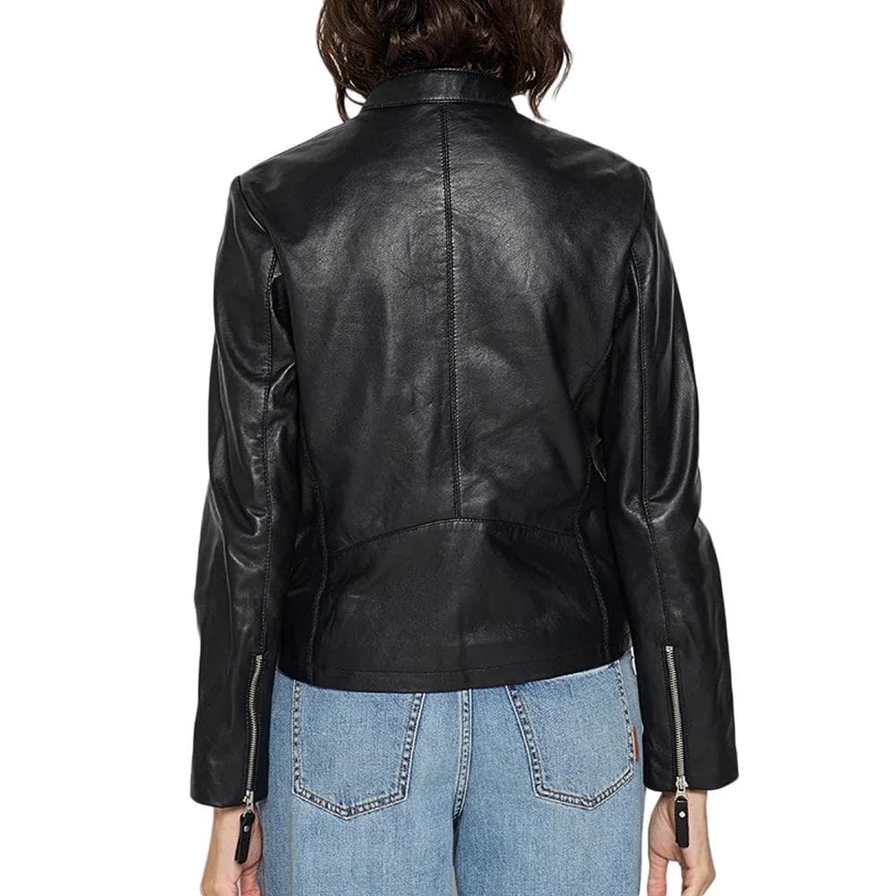Veste en Cuir Noir Femme Schott Lola 2