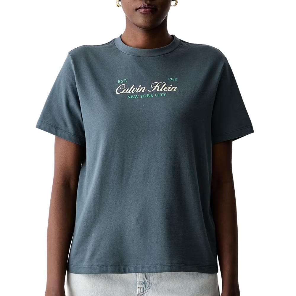T-Shirt Gris Femme Calvin Klein Jeans Classic Script 1