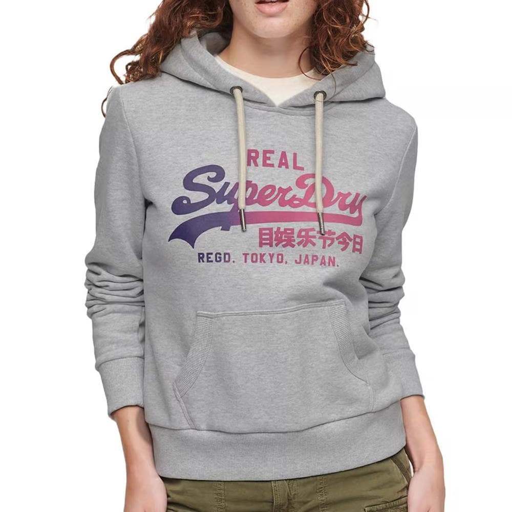 Sweat à Capuche Gris Femme Superdry Tonal Vl Graphic 1
