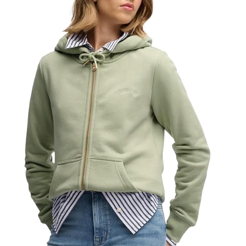 Sweat Vert Femme Superdry Essential Logo Ziphood Hb 1