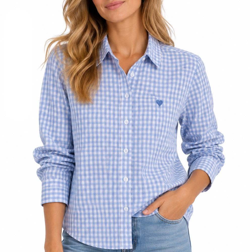 Chemise Bleu/Blanc Femme PM Mère & Fille Vichy 1