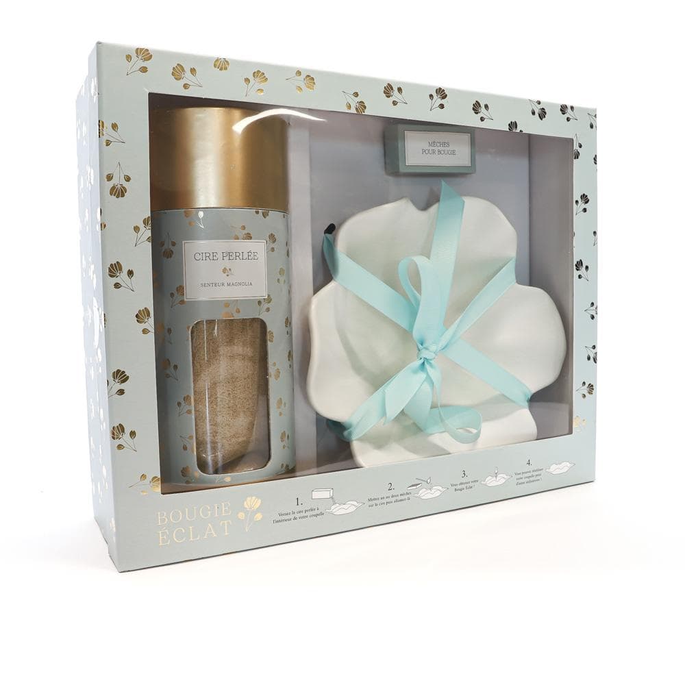 Set Coupelle Feuille et Cire Perle Magnolia 1