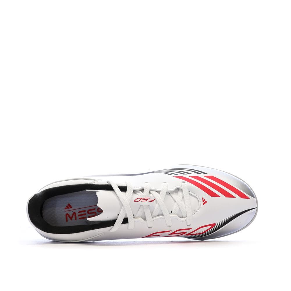 Chaussures de Foot Blanches Adidas F50 Messi Club TF 4
