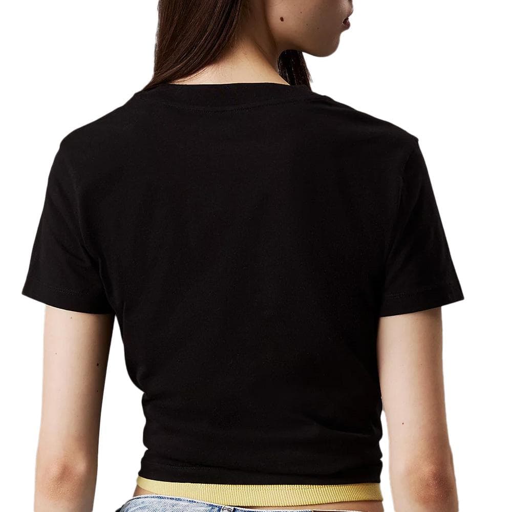 T-shirt Noir Femme Calvin Klein Jeans Monologo Baby 2