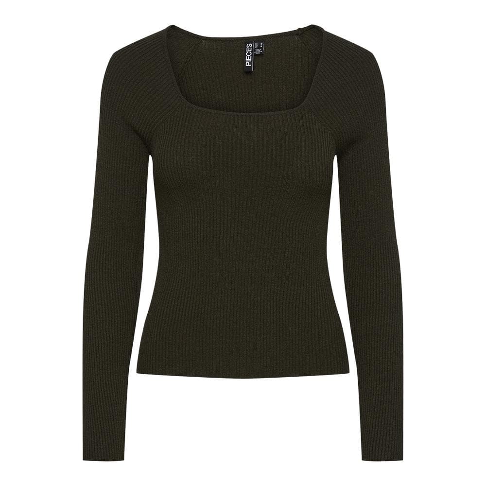 T-Shirt Manches Longues Kaki Femme Pieces Kalu 1