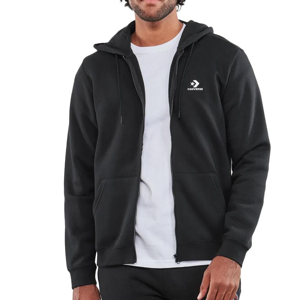 Sweat Zippé Noir Mixte Converse Brushed 1