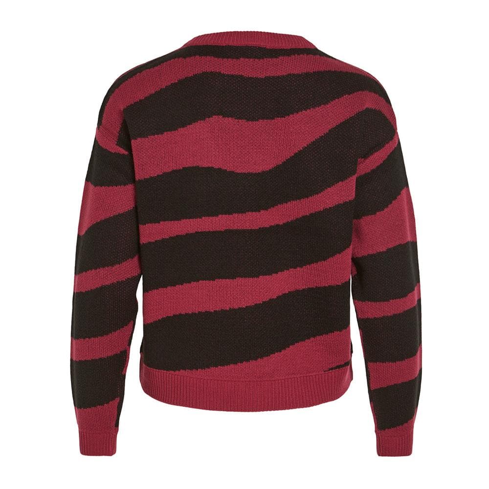 Pull Rose/Noir Femme Vila Jacquard 2